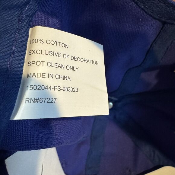 Fuzzy Smiley Face Blue Hat Cap Hook & Loop Strapback Adjustable Baseball Happy - Picture 7 of 7